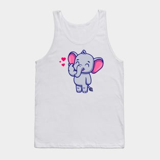 Cute Elephant With love Sign Hand Cartoon Tank Top